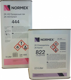 Лак Normex 2К-HS 444 прозрачный 5л с отвердителем 822 2.5л