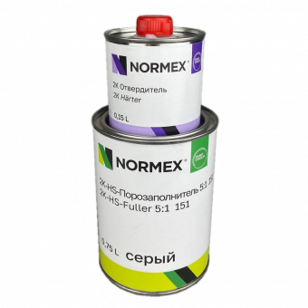 3 Грунт-наполнитель Normex 2К-HS 151 5+1 акриловый 0,75л с отвердителем 0,15л, серый 3