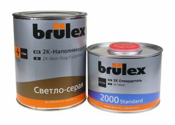 Грунт-наполнитель Brulex 2K-HS-Nonstop-Fullprimer 2+1 мокрый по мокрому, темно-серый 1л с отвердителем 2000 standart 0,5л