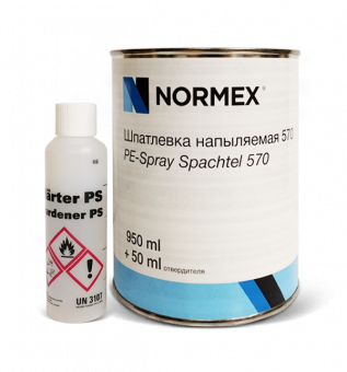 Шпатлевка Normex 570 напыляемая, белая 1л с отвердителем