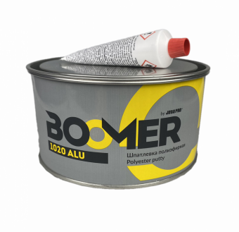 Шпатлевка Boomer Alu полиэфирная с алюминивым порошком, серая, 1,8кг с отвердителем