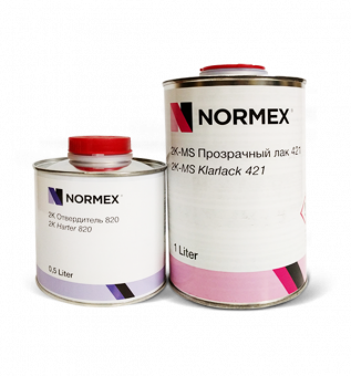 Лак Normex 2К-МS 421 прозрачный 1л с отвердителем 820 0.5л